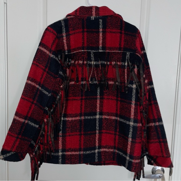 Idyllwind Cozy Red Plaid Fringe Jacket - Picture 5 of 5